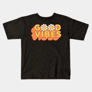 Good vibes 70s retro vintage style design Kids T-Shirt